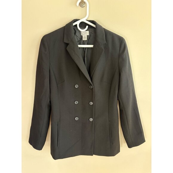Ann Taylor LOFT Double-Breasted Virgin Wool Blazer Black Women’s Size 8 - Picture 2 of 11